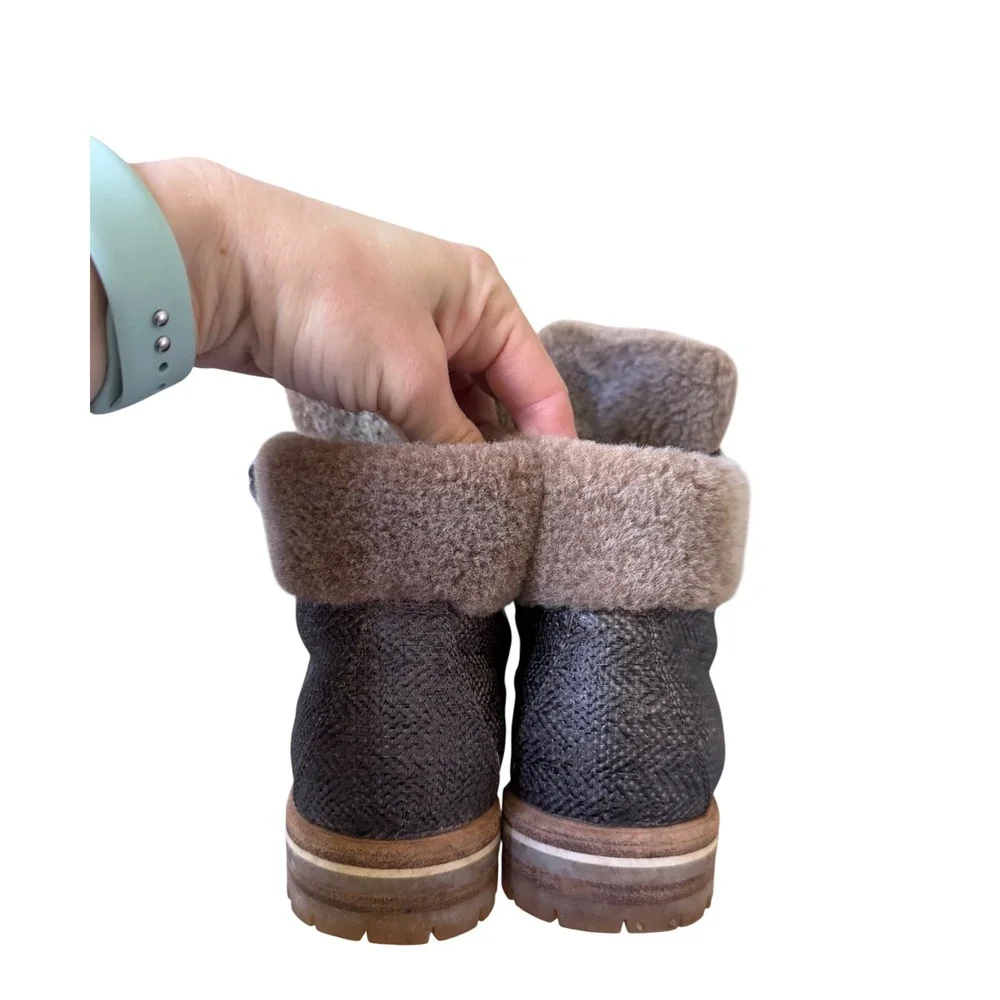 AGL Attilio Giusti Leombruni Boots‎ Grey Herringbone Shearling Lined 8